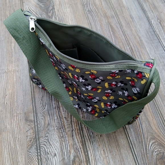 Mickey Mouse Pattern Green Textured Shoulder Bag - Picture 11 of 14